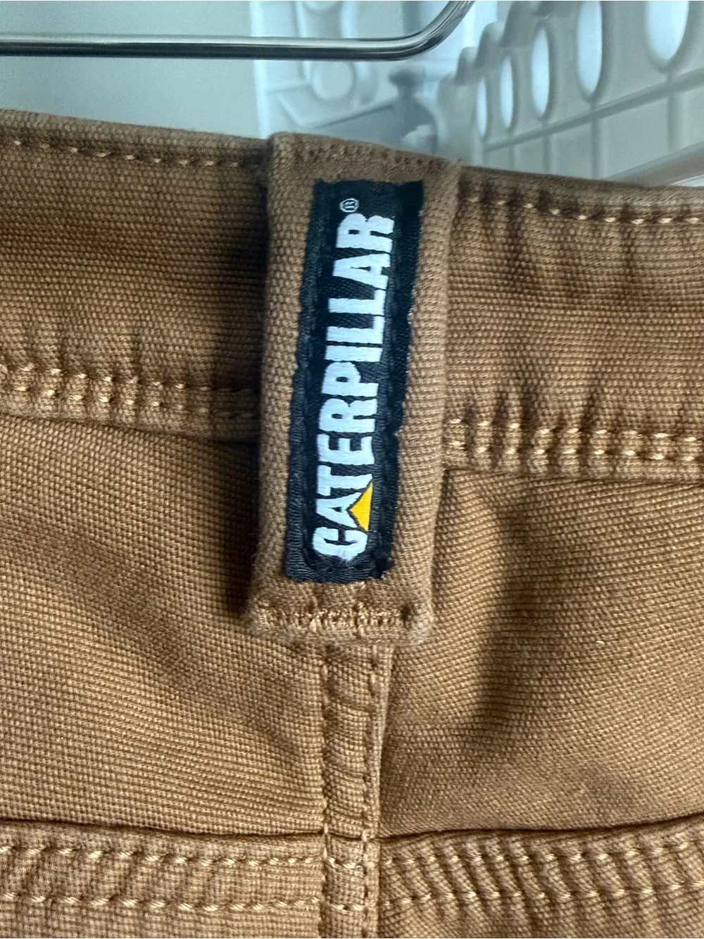 CAT Caterpillar Men's Fleece-Lined Canvas Work Pants in Tan - Picture 3 of 6